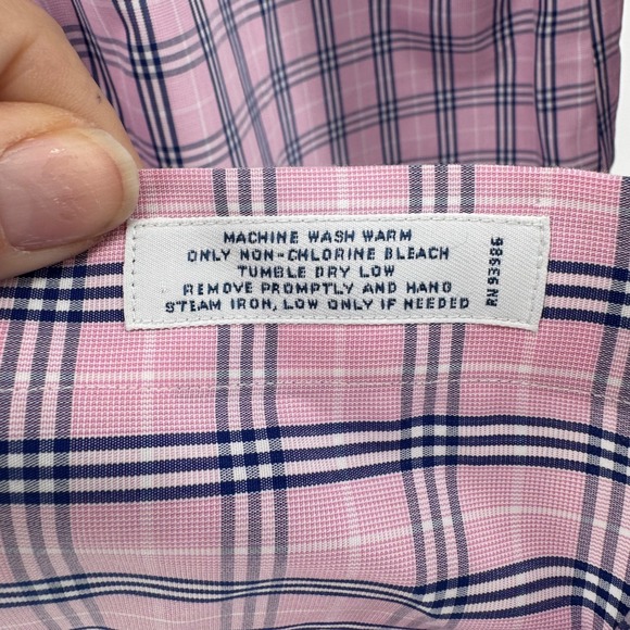 Brooks Brothers Regent Dress Shirt Mens 16.5 35 Pink Blue Plaid Non-Iron Cotton - Picture 5 of 9